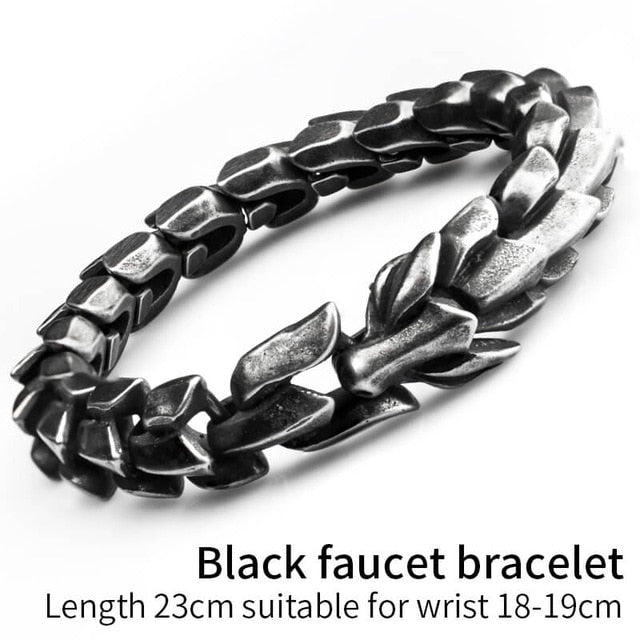 Dragon Scale Link Chain Bracelet Mens Stainless Steel Vintage Punk Hiphop  Bangle