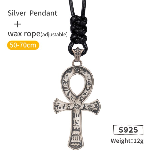 Egyptian Cross Pendant 925 Silver Anka necklace Trendy Men and