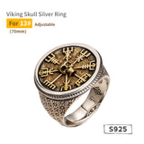 925 sterling Silver Viking Skull Chief's Legendary Ring Large and thick Fashion Jewelry