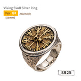 925 sterling Silver Viking Skull Chief's Legendary Ring Large and thick Fashion Jewelry