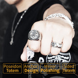 Anchor rune  stainless steel Aquaman Trident hip hop index ring