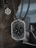 Cross Vajra double face 3D Dog tag for men stainless Steel Mantra pendant and Necklace