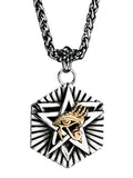 The Pentagram  Hexagon The Eye of Horus necklace for men stainless steel pendant