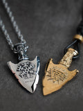 The Nordic Viking valknut necklace for men  Gold Color stainless steel Spear pendant