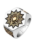 The Sun Devil Eyes hexagon Masonic Ring For Men  Stainless steel  Freemason Totem Jewelry