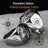 Anchor rune  stainless steel Aquaman Trident hip hop index ring