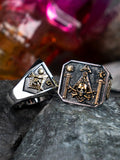 Skull MasonicRing For Men   Stainless steel  Omniscient eye and freemason Totem Jewelry