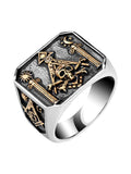 Skull MasonicRing For Men   Stainless steel  Omniscient eye and freemason Totem Jewelry