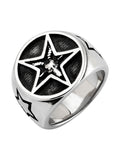 Lucifer Goat head Pentagram stainless steel  rings  for man and women  Fallen Angel fashion jewelry