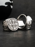 Jesus Christian Cross  stainless steel  rings St. Benjamin Cross Badge Tide Ring