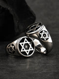 Six-star  stainless steel  rings  for man Domineering Hexagon  fashion jewelry