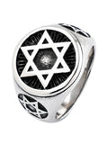 Six-star  stainless steel  rings  for man Domineering Hexagon  fashion jewelry