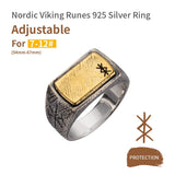 Nordic Thor Hammer Ring Silver Inlaid Copper Viking Rune Silver Jewelry