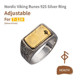 Nordic Thor Hammer Ring Silver Inlaid Copper Viking Rune Silver Jewelry