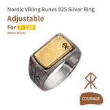 Nordic Thor Hammer Ring Silver Inlaid Copper Viking Rune Silver Jewelry