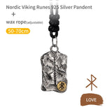 Viking Rune Silver Ring Nordic Compass Silver Pendant Silver Jewelry Necklace