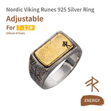 Nordic Thor Hammer Ring Silver Inlaid Copper Viking Rune Silver Jewelry