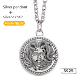 Ancient Greek Hydra Medusa Silver Pendant for men Unisex Jewelry Necklace