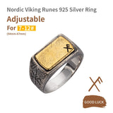 Nordic Thor Hammer Ring Silver Inlaid Copper Viking Rune Silver Jewelry