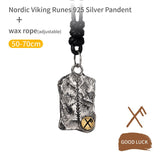 Viking Rune Silver Ring Nordic Compass Silver Pendant Silver Jewelry Necklace