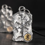 Viking Rune Silver Ring Nordic Compass Silver Pendant Silver Jewelry Necklace