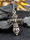 Cross sterling Silver necklace for men Thorns Punk vintage style fashion jewelry