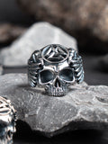 Viking wings Sterling Silver Skull open rings for man Punk Vintage  fashion jewelry