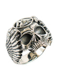 Viking wings Sterling Silver Skull open rings for man Punk Vintage  fashion jewelry