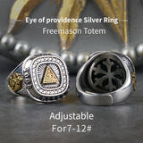 Eye of Providence  Silver rings for man  Vintage  two head eagle  fashion jewelry  hippop street culture