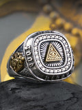 Eye of Providence  Silver rings for man  Vintage  two head eagle  fashion jewelry  hippop street culture