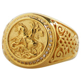 Saint George Slaying the Dragon Silver Rings for man  Vintage Fashion Jewelry