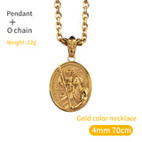 St Christopher Necklace Religious Medal Stainless Steel Chain Necklaces for Men Fashion Jewelry Accessories Friends Gifts