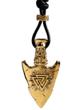 The Nordic Viking valknut necklace for men  Gold Color stainless steel Spear pendant