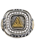 Eye of Providence  Silver rings for man  Vintage  two head eagle  fashion jewelry  hippop street culture