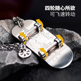 Fingers skateboard pendant  Men's fingertip play stainless steel necklaces jewelry