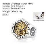 Nordic mythology Viking rune Sterling silver rings for man and women Kabala totem Index Ring