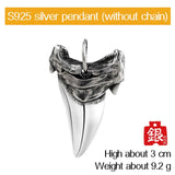 Shark tooth S925 Silver necklace for men  silver   pendant  Jewelry hippop street culture mygrillz