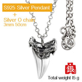 Shark tooth S925 Silver necklace for men  silver   pendant  Jewelry hippop street culture mygrillz