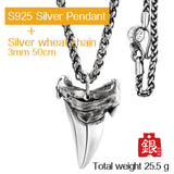 Shark tooth S925 Silver necklace for men  silver   pendant  Jewelry hippop street culture mygrillz