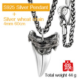 Shark tooth S925 Silver necklace for men  silver   pendant  Jewelry hippop street culture mygrillz