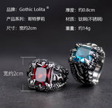 Artificial Zicon and  Dragon  claw  Rings for men and women Artifical  vintage Stainless Steel finger