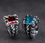 Artificial Zicon and  Dragon  claw  Rings for men and women Artifical  vintage Stainless Steel finger