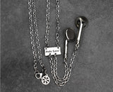 The earphone necklace for men and women  stainless steel  headphone pendant