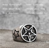 Lucifer Goat head Pentagram stainless steel  rings  for man and women  Fallen Angel fashion jewelry