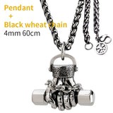 High Quality Fist dumbbell pendant stainless steel necklace for men Fashion Fitness Men Jewelry