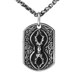 Vajra double face Dog tag for men stainless Steel Mantra pendant and Necklace for gift mygrillz