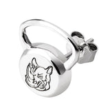 Rhino Pot of bells Sterling Silver stud Earring Dumbbells kelltlebell fashion jewelry