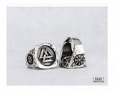 Viking Valknut  Silver rings for man  Vintage  Punk Sterling Silver open ring