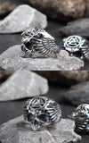 Viking wings Sterling Silver Skull open rings for man Punk Vintage  fashion jewelry