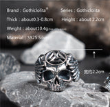 Viking wings Sterling Silver Skull open rings for man Punk Vintage  fashion jewelry